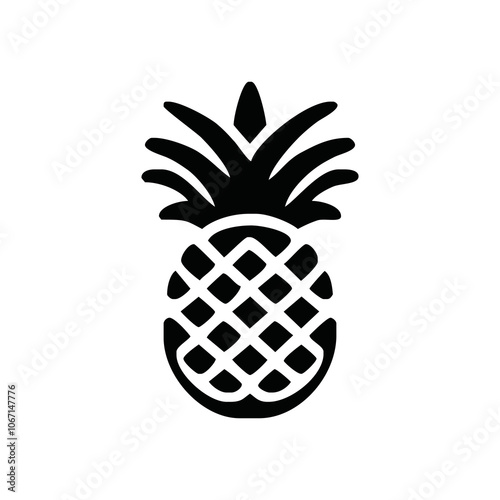 Pineapple icon, vector illustration. Flat design style, black on white..pineapple fruit vector. pineapple fruit vector collection. pineapple fruit illustration in flat style. fresh summer fruit.