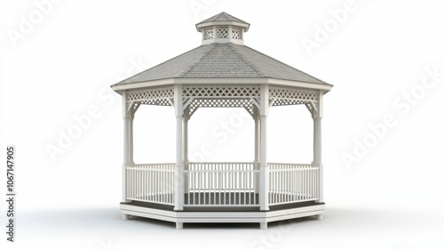 Gazebo on a white background, side view, sharp details