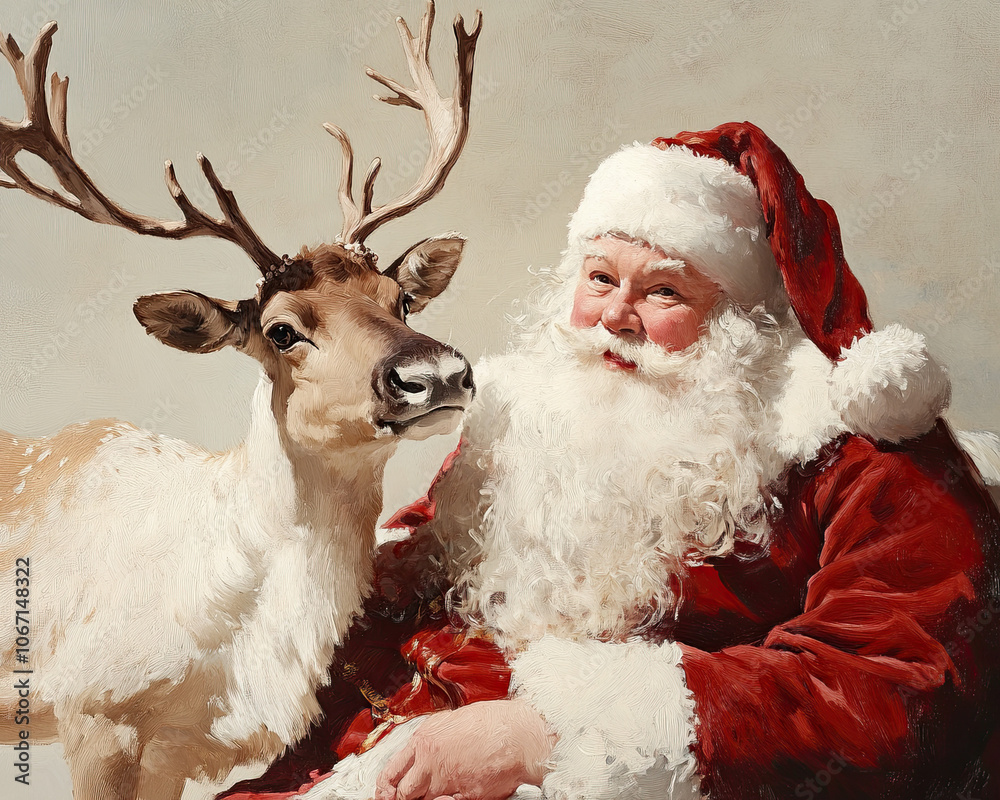 santa claus with reindeer