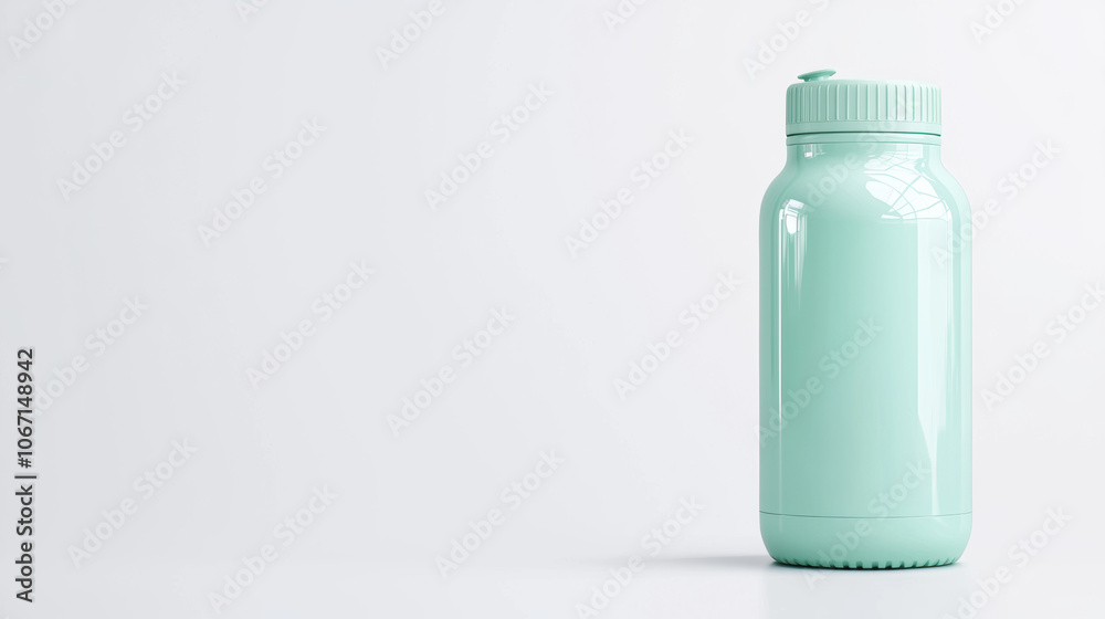 A sleek, mint-colored water bottle stands against a white background, highlighting a modern design for hydration on the go. A sleek, mint-colored water bottle stands against a white background, highlighting a modern design for hydration on the go.