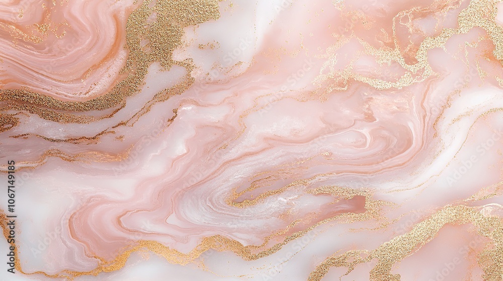 Fototapeta premium Pink and Gold Marble Texture with Shimmering Accents.