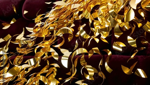 Vibrant Golden Confetti Pieces in Various Sizes for Celebrations and Events photo