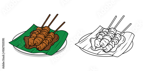 Sate Indonesian Food Design Illustration vector eps format suitable for your design needs logo illustration animation etc