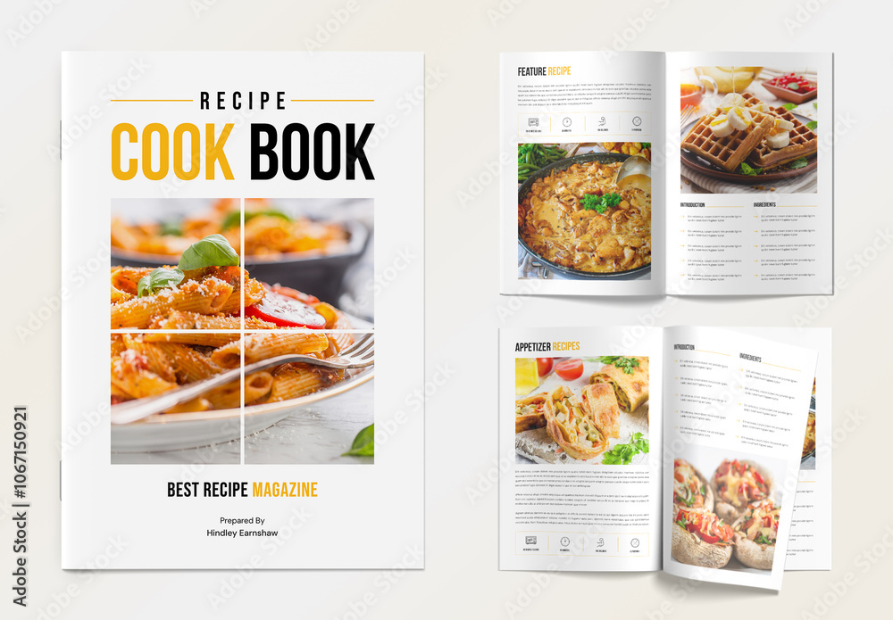 Cooking Recipe Book Magazine Layout Stock Template | Adobe Stock