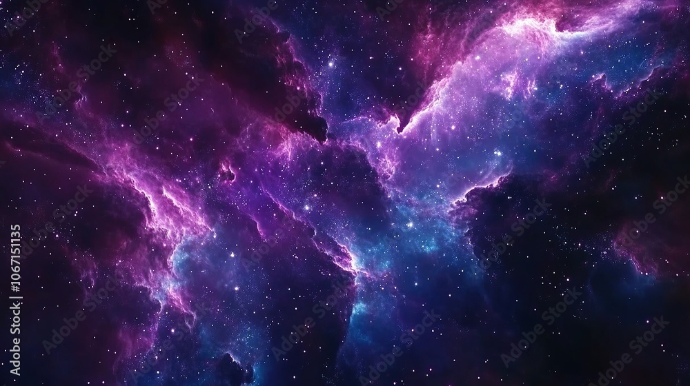 Deep Purple and Blue Galaxy Nebula with Stars. Deep Purple and Blue Galaxy Nebula with Stars.