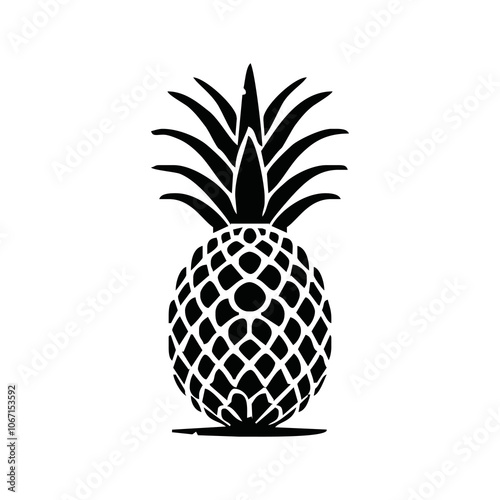 Pineapple icon, vector illustration. Flat design style, black on white..pineapple fruit vector. pineapple fruit vector collection. pineapple fruit illustration in flat style. fresh summer fruit.