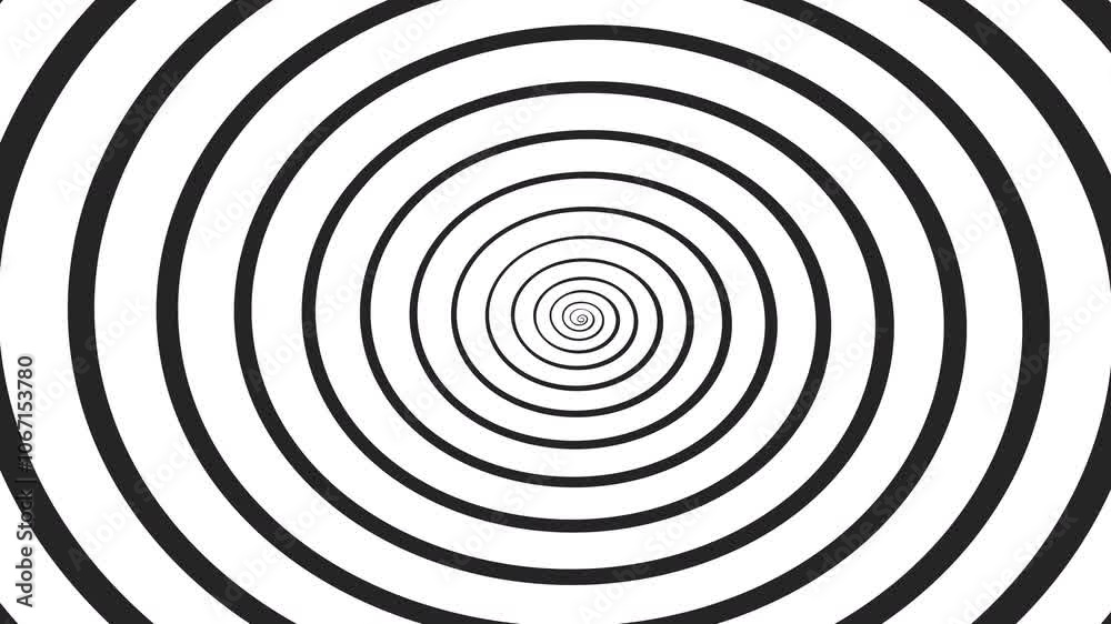 Animation loop of a rotating oval spiral in black and white Animation loop of a rotating oval spiral in black and white