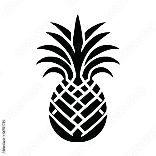 Pineapple icon, vector illustration. Flat design style, black on white..pineapple fruit vector. pineapple fruit vector collection. pineapple fruit illustration in flat style. fresh summer fruit.