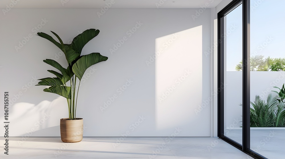 Panda resting peacefully beside a modern glass enclosure in a minimalist neutral toned interior space with soft natural daylight filtering in through the windows Panda resting peacefully beside a modern glass enclosure in a minimalist neutral toned interior space with soft natural daylight filtering in through the windows