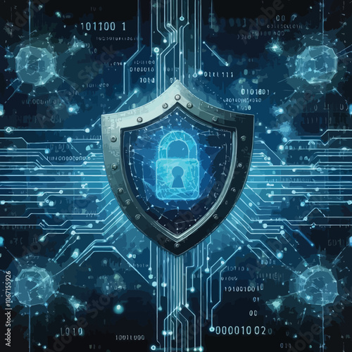 cyber vault with multiple layers of protection symbols.