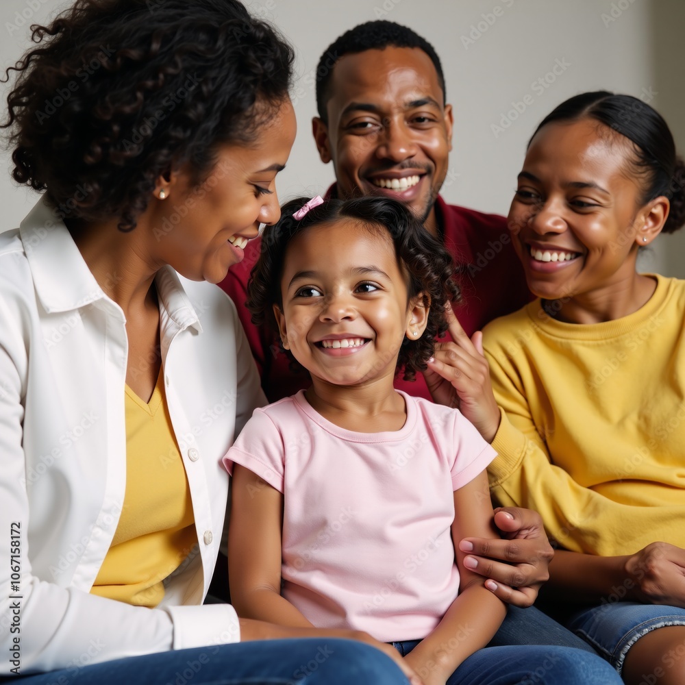 An African American mother tenderly brushes her daughters hair An African American mother tenderly brushes her daughters hair