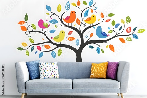 Decorative Wall Decal on a Pure White Background A Fun and Trendy Accent for Modern Walls photo