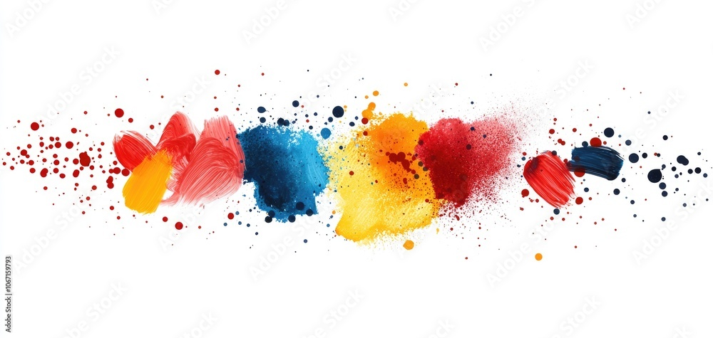 Fototapeta premium Abstract brush strokes with business growth symbols, showing creative approach, isolated on white, dynamic style