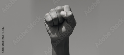 A powerful symbol of racial resistance a defiant solo-raised fist demanding equal rights and justice photo