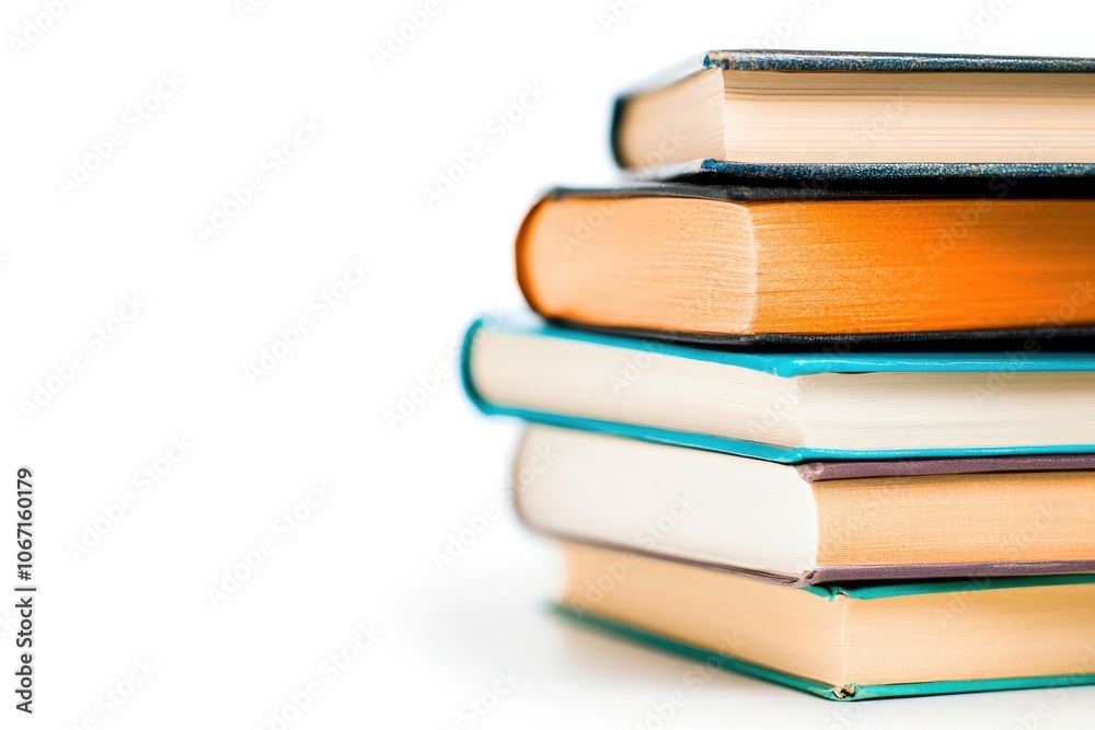 Books and business symbols, focusing on self-improvement through strategy, isolated on white, lifelong learning concept Books and business symbols, focusing on self-improvement through strategy, isolated on white, lifelong learning concept