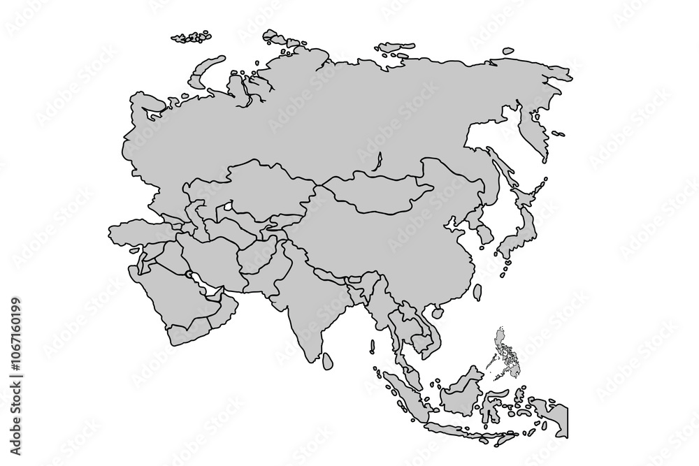 Map of Asia for website layouts,background,education, precise,customizable,Travel worldwide,map silhouette backdrop,earth geography, political,reports.Vector illustration map. Map of Asia for website layouts,background,education, precise,customizable,Travel worldwide,map silhouette backdrop,earth geography, political,reports.Vector illustration map.