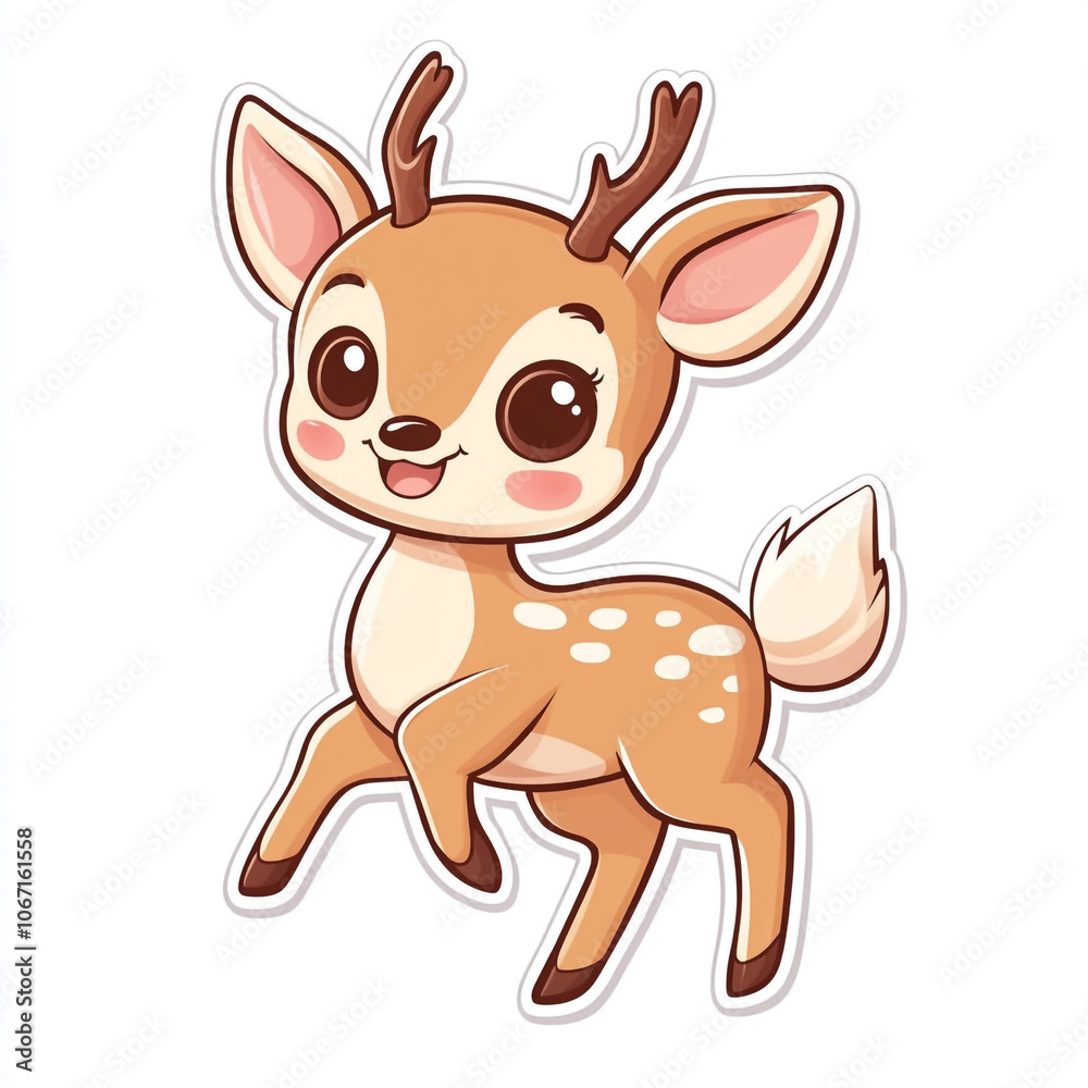 A cartoon deer is dancing and smiling. The image has a happy and playful mood. A cartoon deer is dancing and smiling. The image has a happy and playful mood.