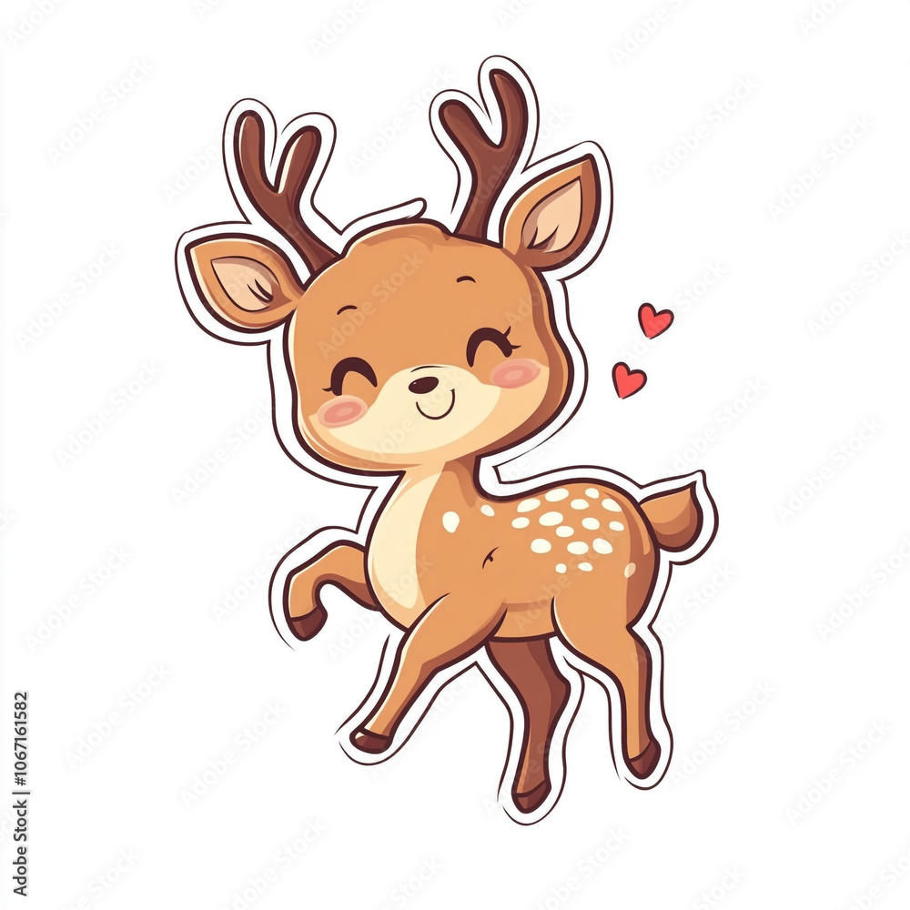 A cartoon deer is dancing and smiling. The image has a happy and playful mood. A cartoon deer is dancing and smiling. The image has a happy and playful mood.