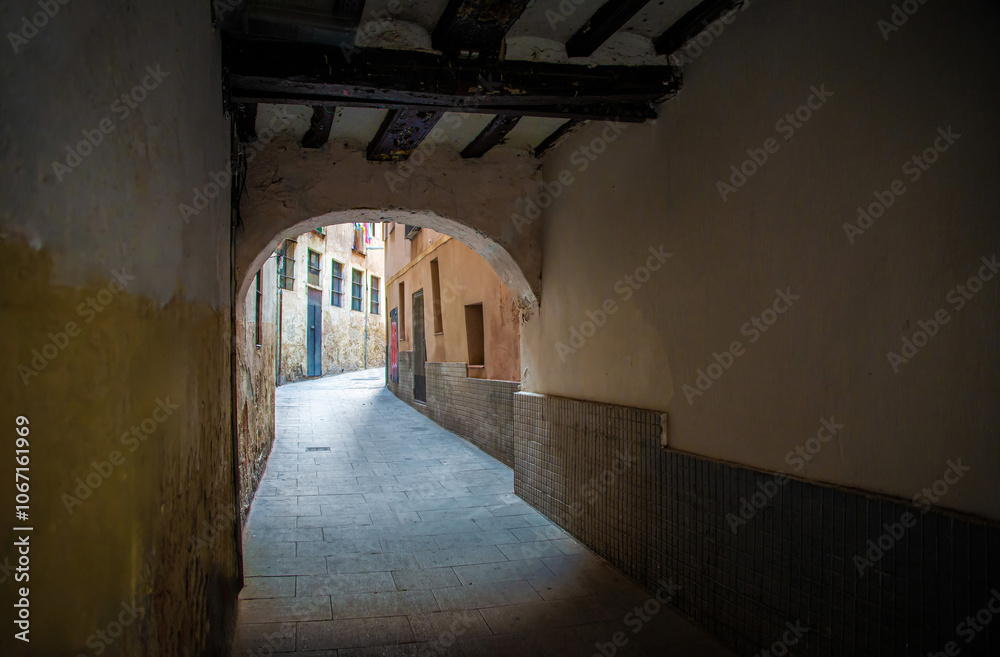 Fototapeta premium back alley, Barcelona, Spain