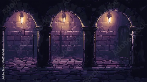 Pixel art dungeon background for 8 bit games.
