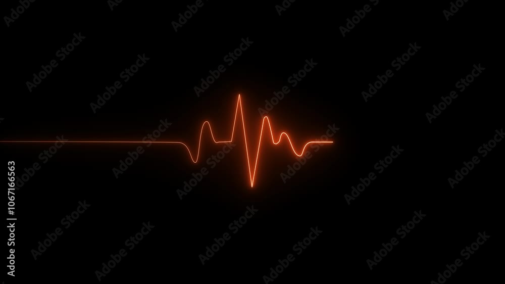 neon heartbeat and pulse rate on black background. Heart bit signal animated in black background. neon heartbeat and pulse rate on black background. Heart bit signal animated in black background.