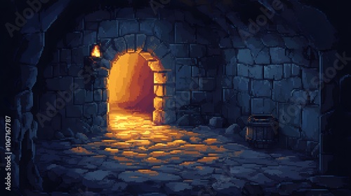 Pixel art dungeon background for 8 bit games.