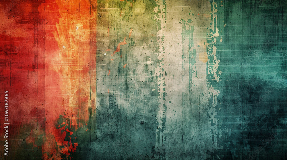 A colorful, abstract painting with a lot of texture and splatters. A colorful, abstract painting with a lot of texture and splatters.
