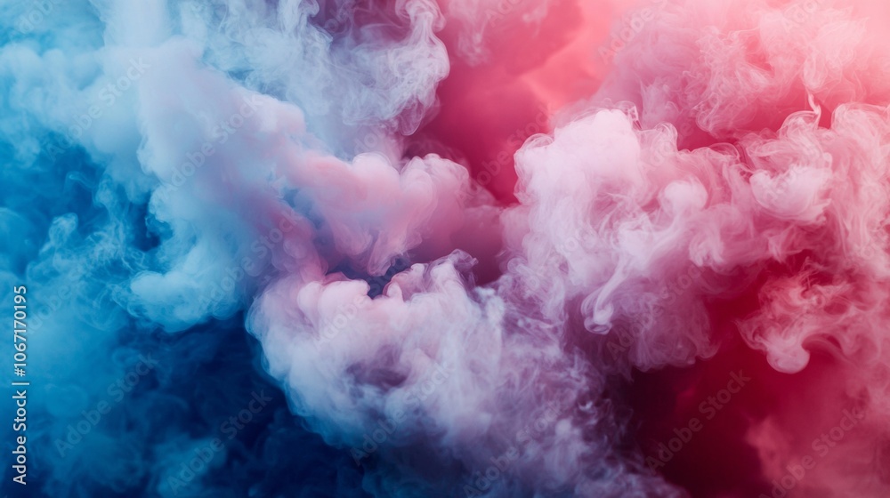 Colorful pink and blue smoke clouds blending in abstract pattern Colorful pink and blue smoke clouds blending in abstract pattern