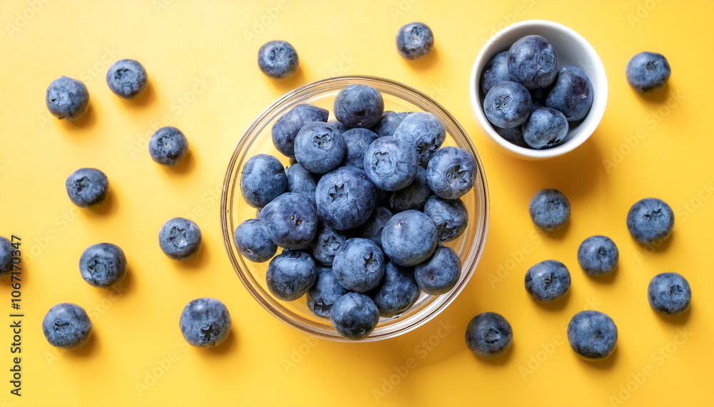 blueberry fruit, isolated on a pastel yellow blueberry fruit, isolated on a pastel yellow