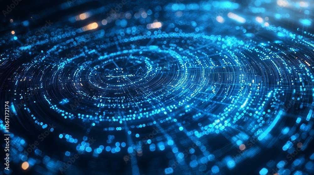 Abstract Blue Spiral with Flowing Lines and Data Abstract Blue Spiral with Flowing Lines and Data