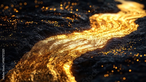 Flowing Gold River in Abstract Design