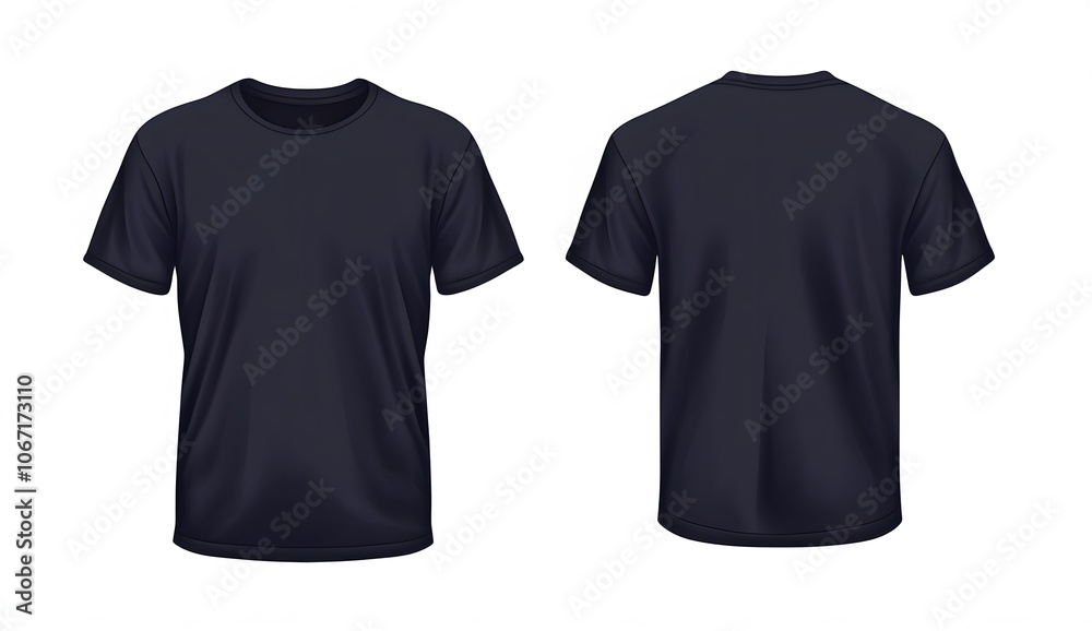 Front and Back View of a Plain Black T-Shirt Front and Back View of a Plain Black T-Shirt