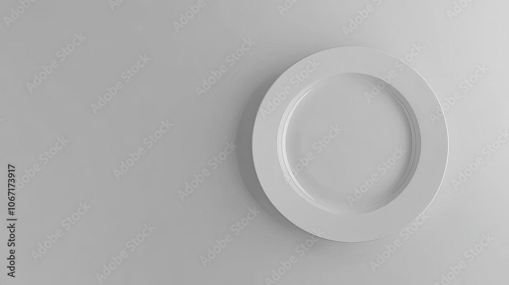 White Plate with Space for Text on Clean Background White Plate with Space for Text on Clean Background