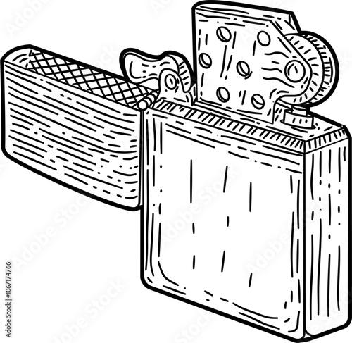 Vintage match lighter engraving style hand drawn illustration vector