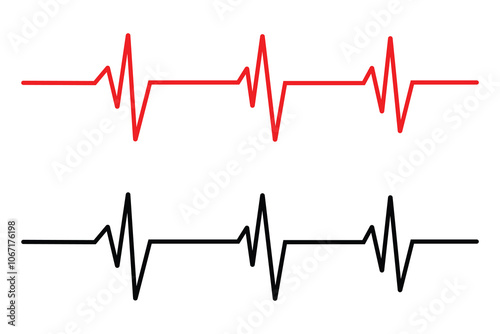 Heart beat pulse icon vector. Heart cardiogram line icon set. Electrocardiography heartbeat line monitor isolated on white background. Pulse, ecg, ekg, hertbeat, graph concept. Vector illustration.