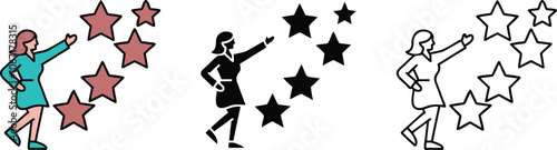 Women Reaching for Stars Success Goals Achievement