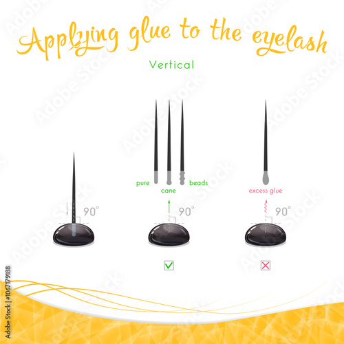 Vertical application of glue on eyelashes