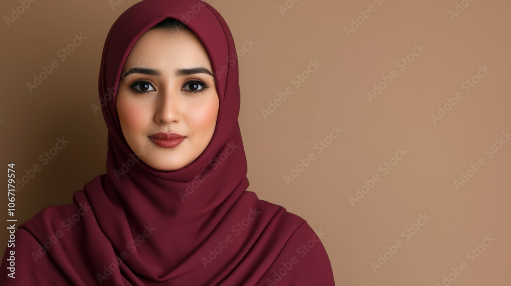 Woman wearing hijab portrait female beauty with neutral background Woman wearing hijab portrait female beauty with neutral background