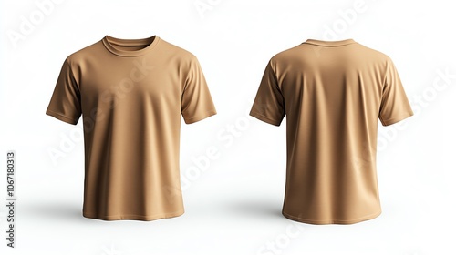 Blank brown t-shirt mockup, front and back view.