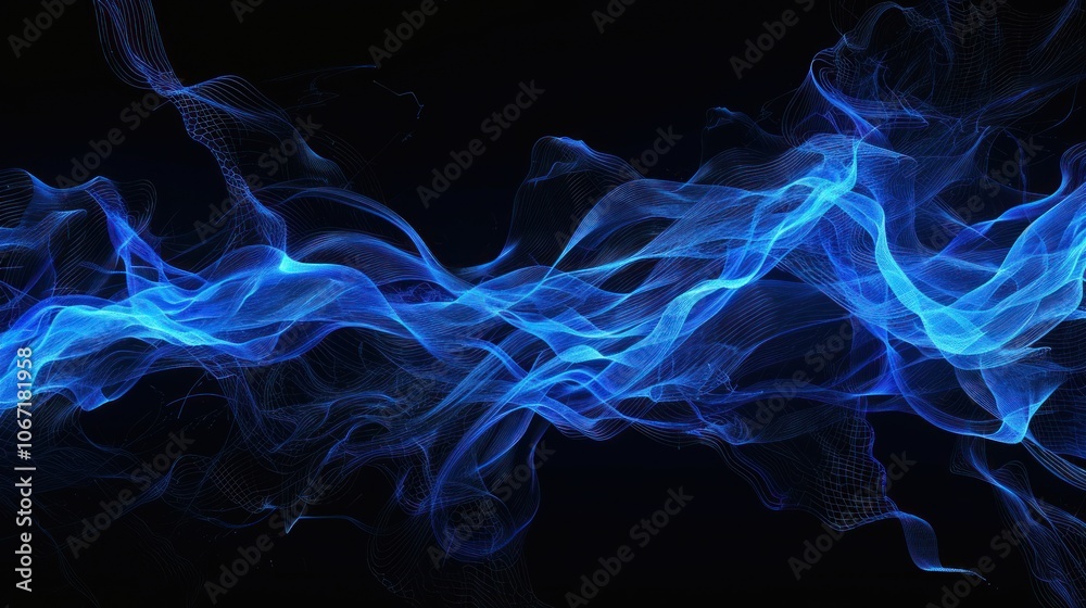 Obraz premium Abstract Blue Waves in the Dark