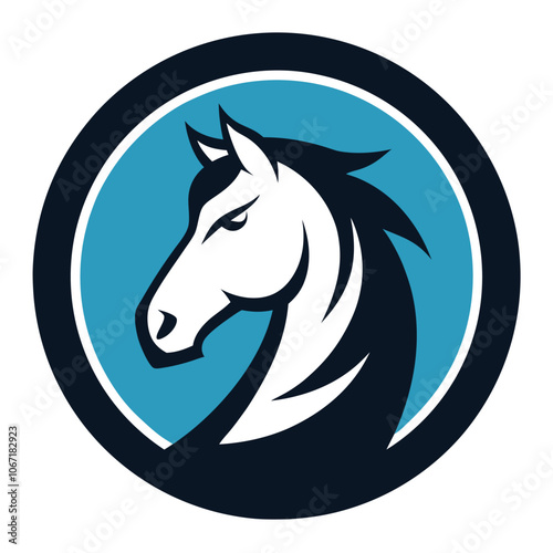 Horse mascot logo on a surfboard circle