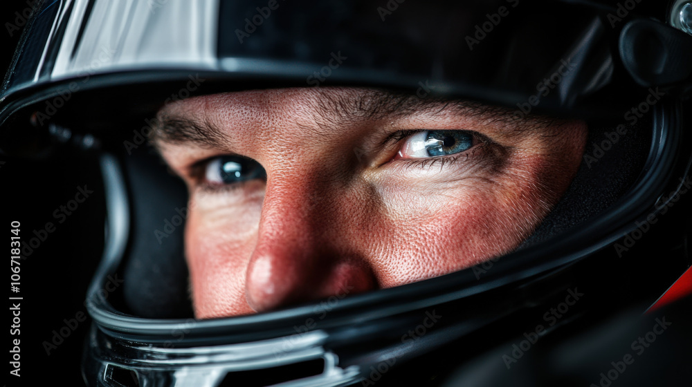 A close-up of a race car driver's intense gaze, wearing a helmet, reflecting determination and focus. A close-up of a race car driver's intense gaze, wearing a helmet, reflecting determination and focus.