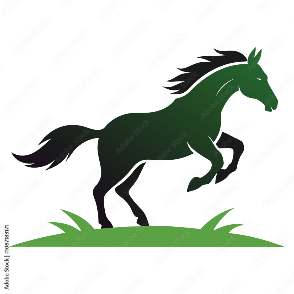 horse jumping on grass icon logo silhouette horse jumping on grass icon logo silhouette