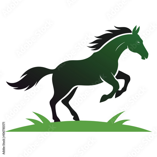 horse jumping on grass icon logo silhouette