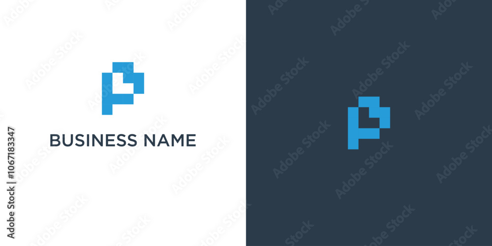 Fototapeta premium Letter P with tech modern logo design template