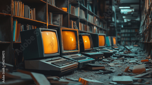 Old-School Dusty Computers in an Abandoned Library