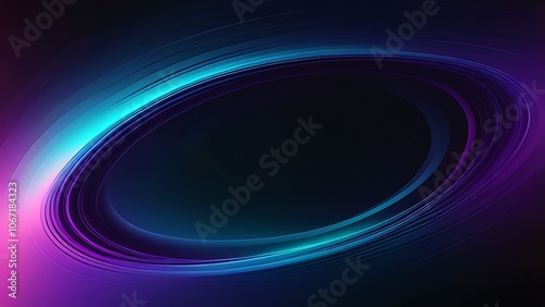 Abstract Blue and Purple Swirling Lines on Black Background