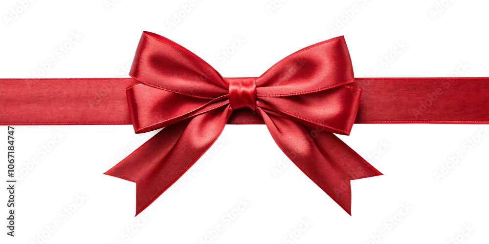 Red satin ribbon bow Isolated on transparent background. Red satin ribbon bow Isolated on transparent background.