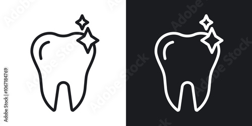 clean tooth icon in black and white outlined stroke