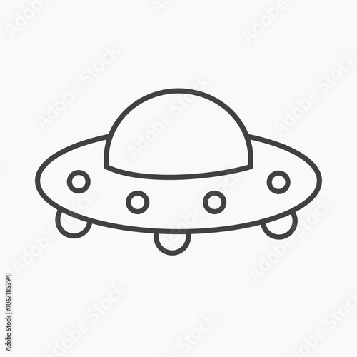 UFO icon in black and white outlined stroke